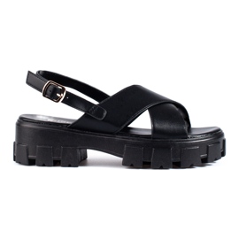 Vinceza Sandali con plateau di colore nero di Vincez