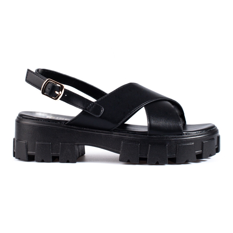 Vinceza Sandali con plateau di colore nero di Vincez