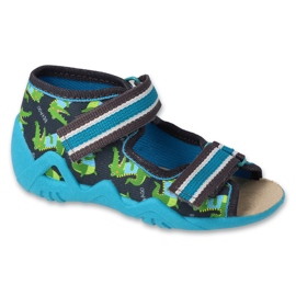 BEFADO SLIPER SLIPER Inserto in pelle 350p037 blu navy con draghi verdi