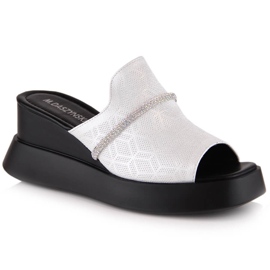 M. DASZYŃSKI Sandali con zeppa argento da donna M.Daszyński SA209-2