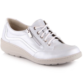 Scarpe con zeppa in pelle argento da donna Helios 411