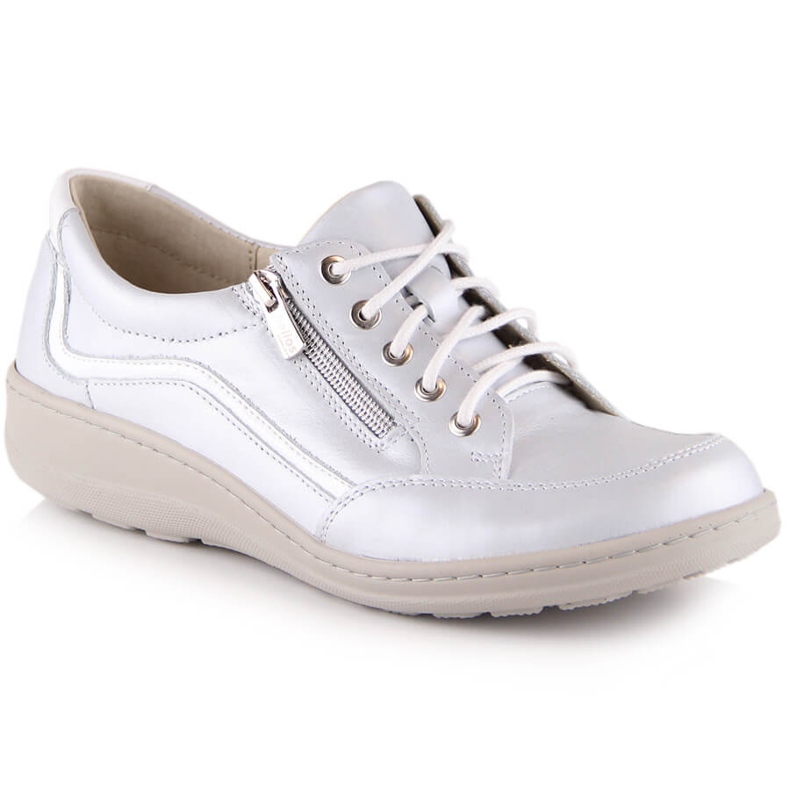 Scarpe con zeppa in pelle argento da donna Helios 411 d'argento