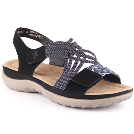 Comodi sandali neri con velcro da donna Rieker 64889-00 nero