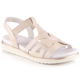 Rieker V5052-80 comodi sandali slip-on da donna con elastico beige