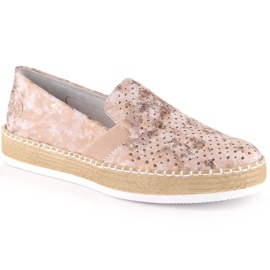 Comode scarpe slip-on da donna in oro rosa traforato Rieker L7852-31 d'oro