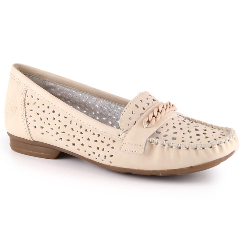 Comodi mocassini da donna traforati Rieker 40068-60 beige
