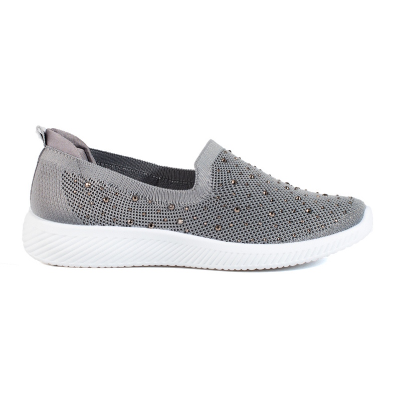 Slip-on in tessuto grigio con borchie di T.Sokolski