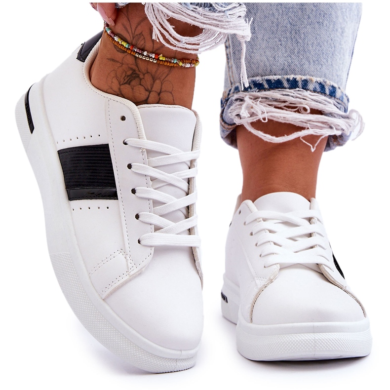 PG1 Scarpe Sportive Con Zeppa Da Donna Bianche E Nere Soris bianca
