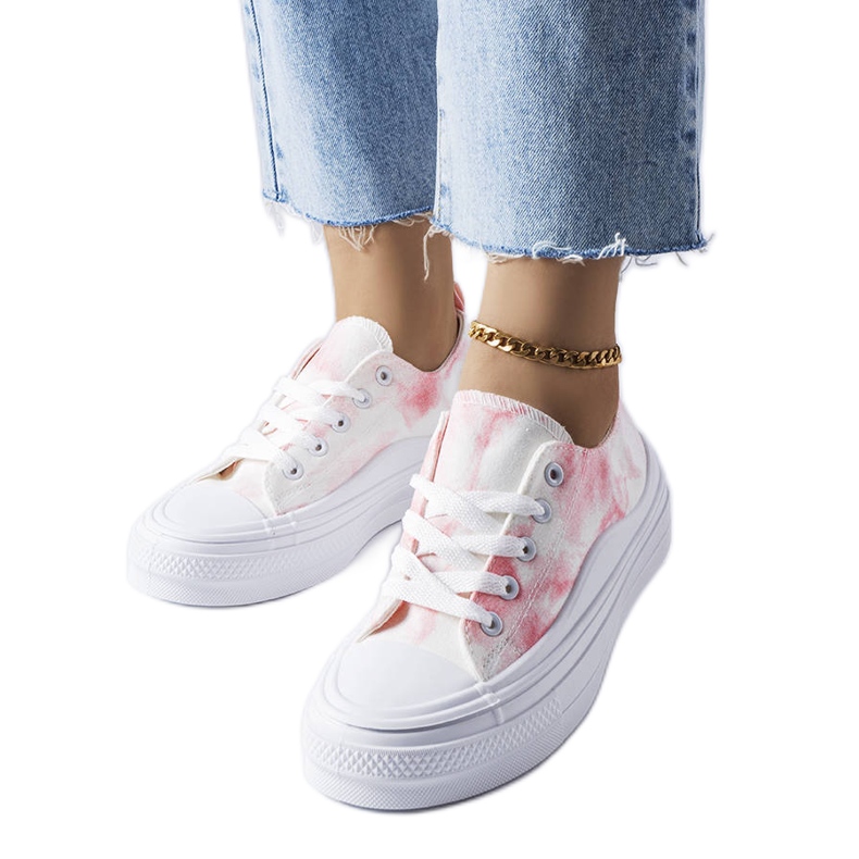 Sneakers con plateau bianche e rosa di Rocheleau
