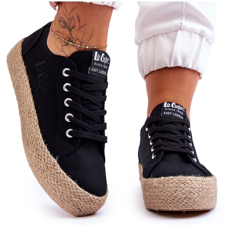 Sneakers intrecciate alla moda Lee Cooper LCW-23-31-1797L nere nero