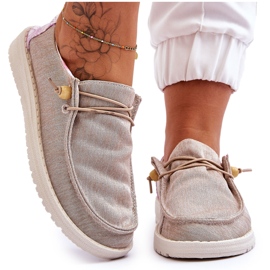 PM1 Sneakers Senza Lacci Da Donna Di Tela Beige Kenza
