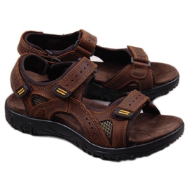 McKeylor 8654 sandalo da uomo in pelle marrone con velcro