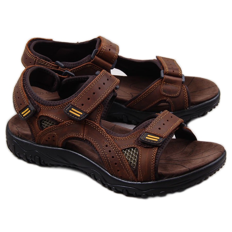 McKeylor 8654 sandalo da uomo in pelle marrone con velcro