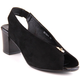 M. DASZYŃSKI Sandali slip-on in camoscio nero da donna M.Daszyński SA169-6