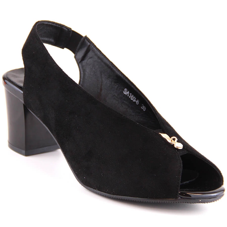 M. DASZYŃSKI Sandali slip-on in camoscio nero da donna M.Daszyński SA169-6