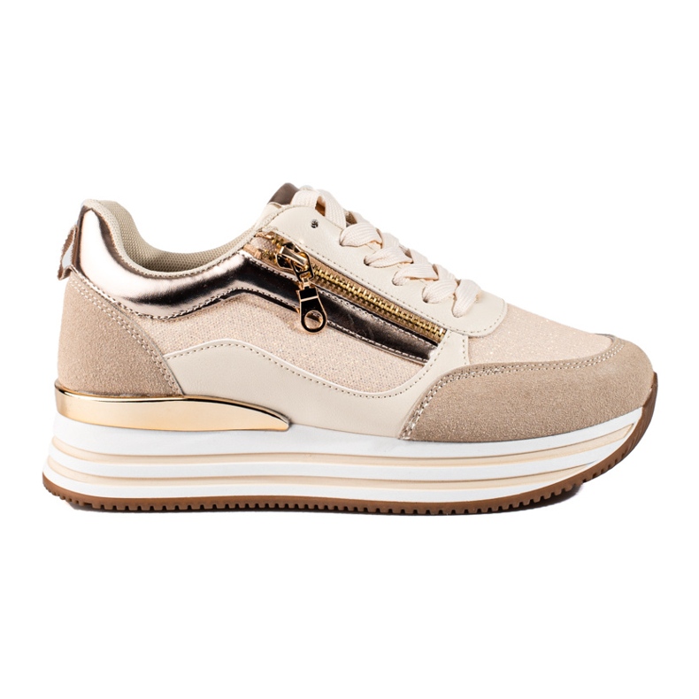 Sneakers con plateau beige e oro di Shelovet