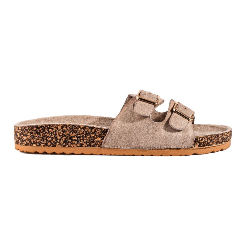 Ciabatte da donna beige scuro con fibbie Shelovet