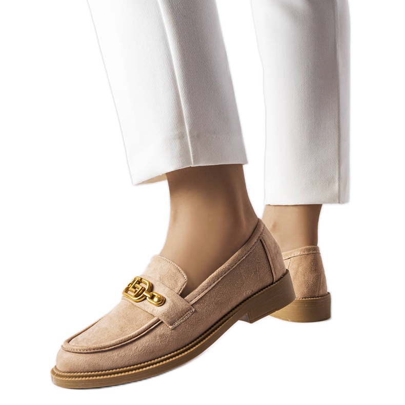 Eleganti mocassini beige con decorazione Ouellet