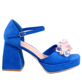 Sandali tacco largo con pietre Mirella Blue