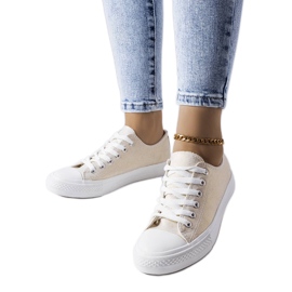 Sneakers bianche lucide Vignette beige