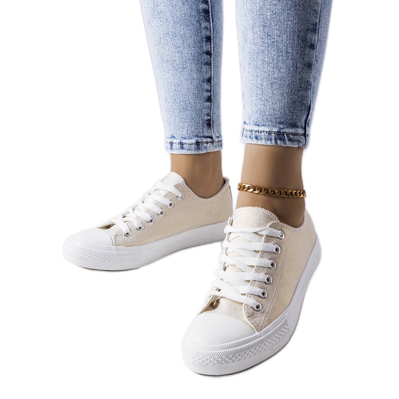 Sneakers bianche lucide Vignette beige