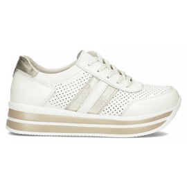 Sneakers da donna in pelle sulla piattaforma bianca Filippo bianco