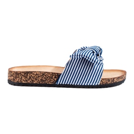Pantofole da donna a righe bianco blu Vinceza