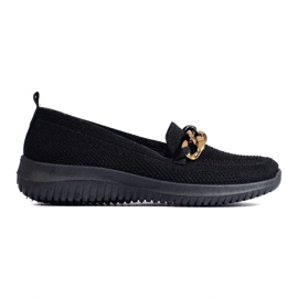 Materiale confortevole da donna slip on con catena nera Shelovet nero