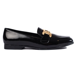 Scarpe da donna nere laccate con catena Shelovet nero
