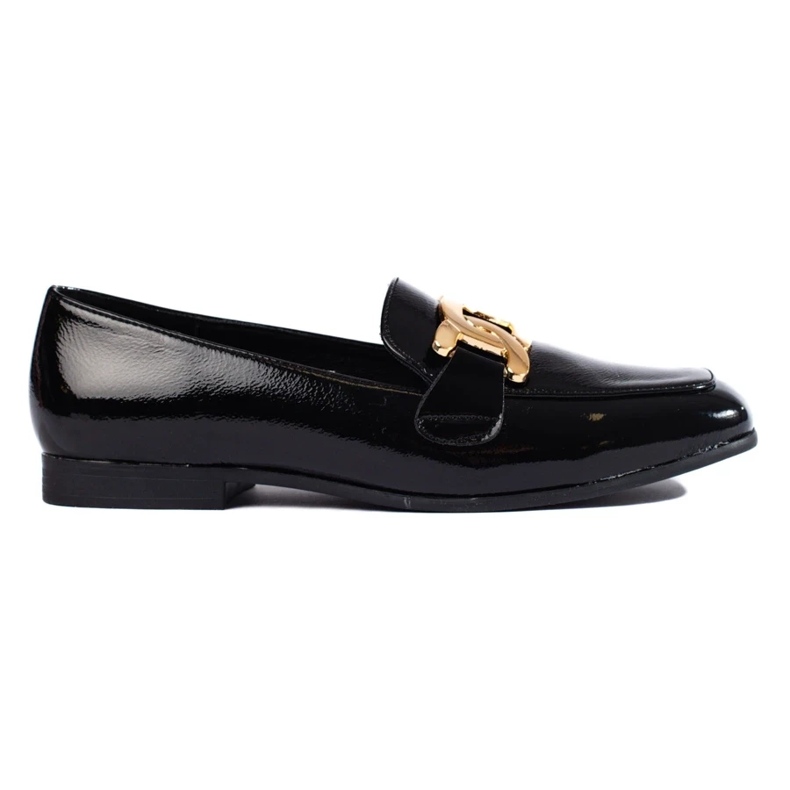Scarpe da donna nere laccate con catena Shelovet nero