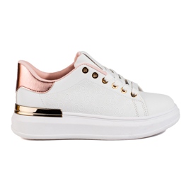 Sneakers da donna Shelovet bianche con inserto oro bianca