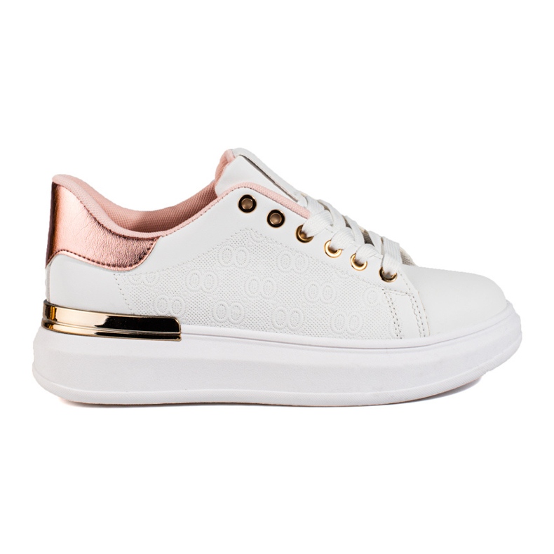 Sneakers da donna Shelovet bianche con inserto oro bianca