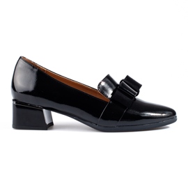 Scarpe da donna laccate con tacco alto con fiocco nero Vinceza
