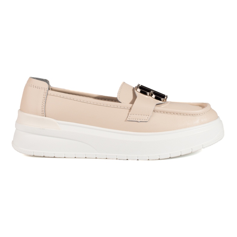 Mocassini Vinceza beige con plateau e decoro
