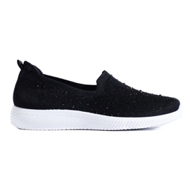 Scarpe slip-on in tessuto nero con borchie di Shelovet