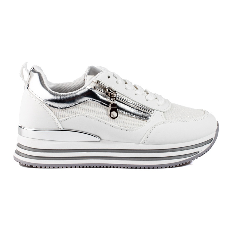 Sneakers bianche e argento sulla piattaforma Shelovet bianca