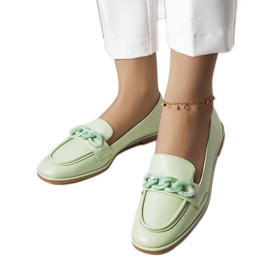 Mocassini verdi con catena Bobbie verde