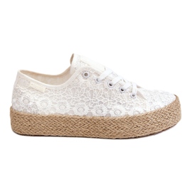 Sneakers da donna con piattaforma intrecciata Big Star LL274199 Bianche bianco