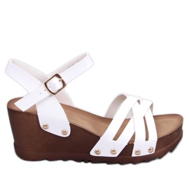 Sandali bianchi con zeppa bianco