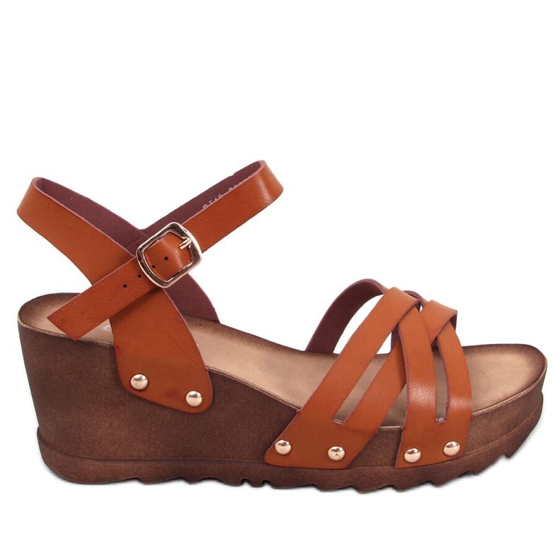 BM Sandali con zeppa color cammello marrone