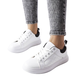 Sneakers bianche e nere con goffratura di Dreux bianco