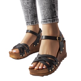Sandali con zeppa neri di Audric nero