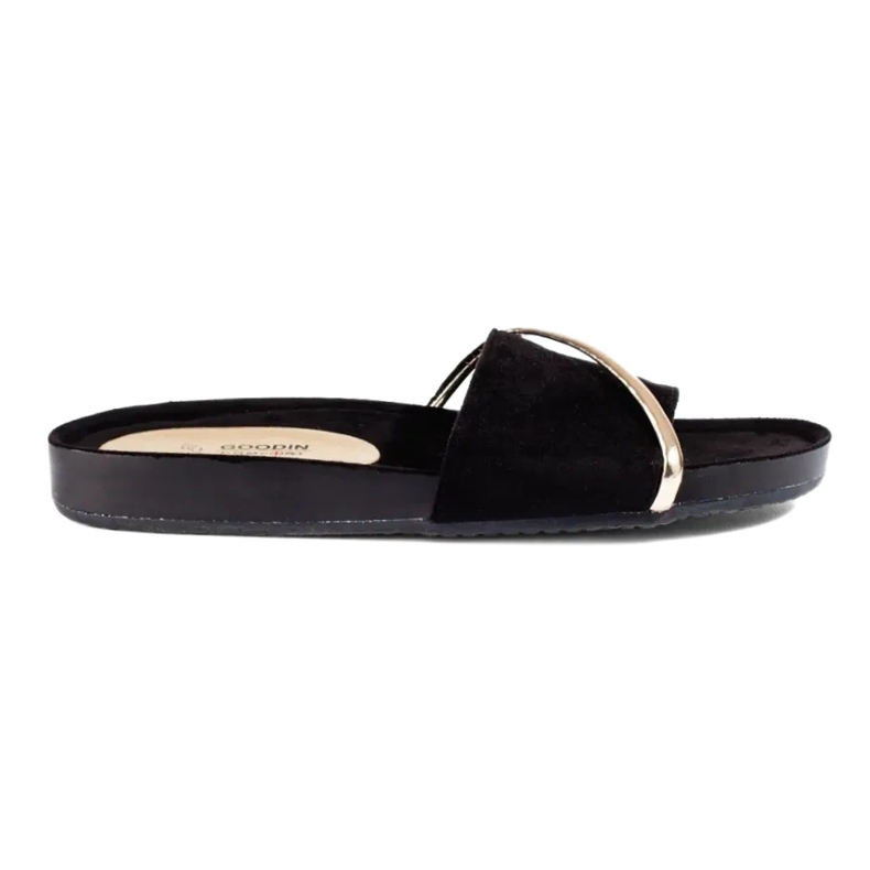 Infradito nere con decorazione Shelovet oro nero