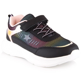Evento Miss❤E scarpe sportive nere da ragazza con velcro nero