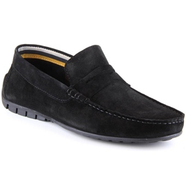 Mocassini da uomo in pelle scamosciata nera Filippo MP921 nero