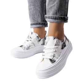 Sneaker con plateau in bianco e nero di Rocheleau bianca