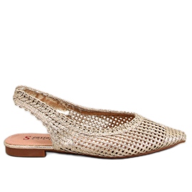 PA1 Ballerine con tacco aperto traforate oro Grazia d'oro
