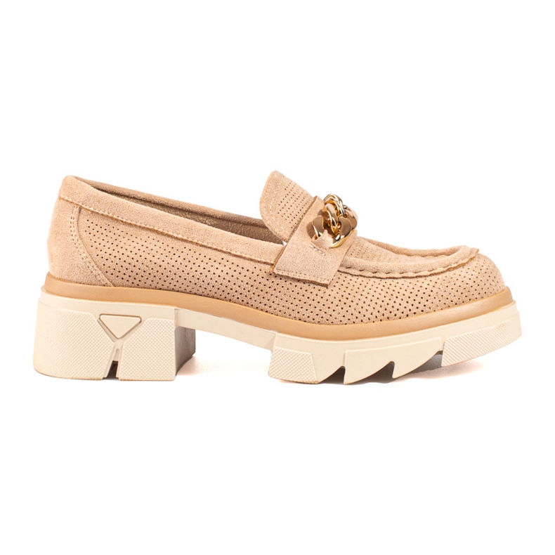 Mocassino in camoscio con catena Shelovet beige