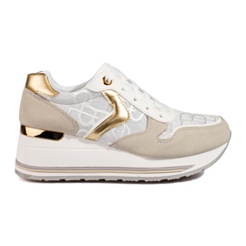 Sneakers con zeppa Shelovet da donna beige
