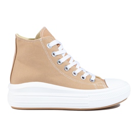 Sneakers Shelovet beige con plateau alto
